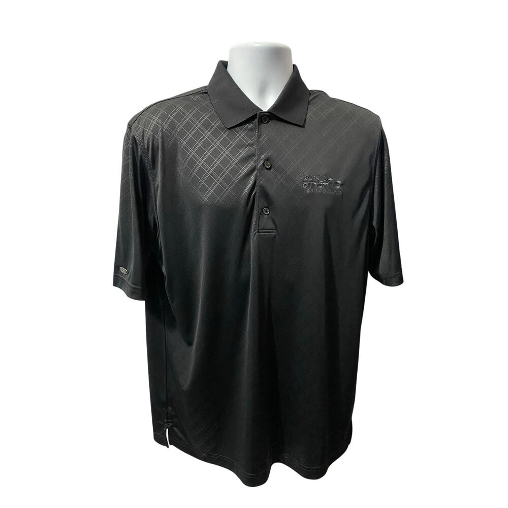 GREG NORMAN Play Dry Golf Polo Black Gray Cross Design Medium 2019 arctic INT